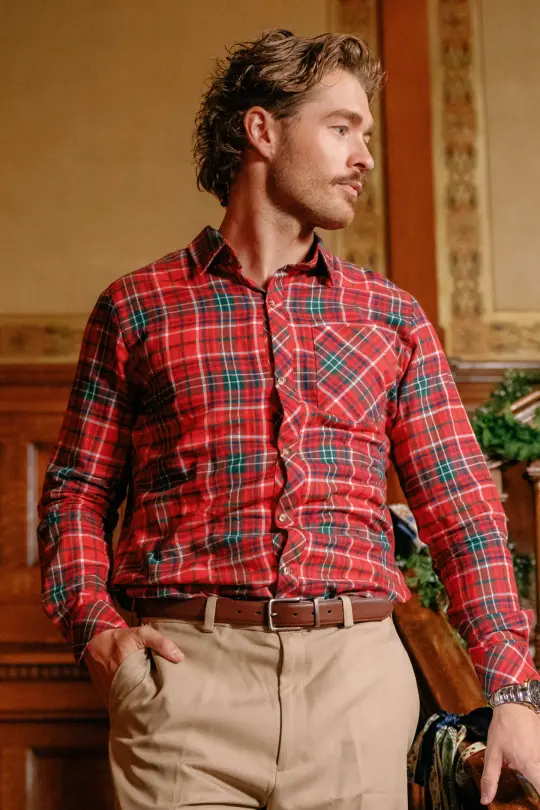 Mens John Shirt in Christmas Cheer Plaid