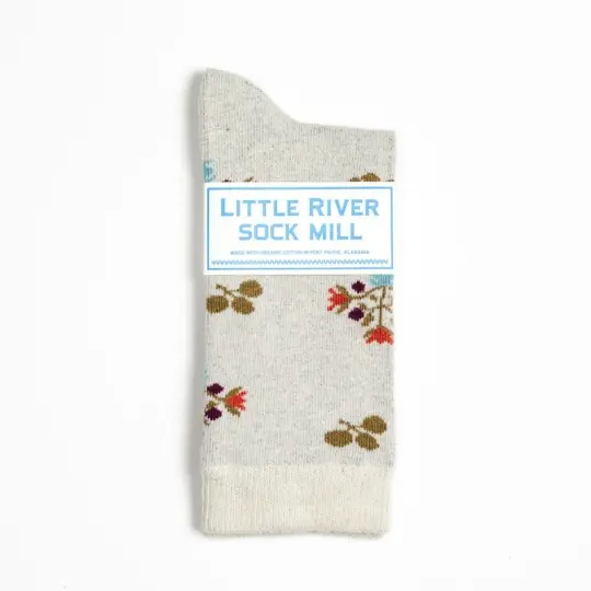 Vintage Floral Crew Sock - Heather