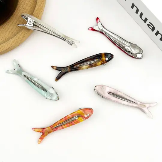 Pair of Sardine Acetate Hair Clips