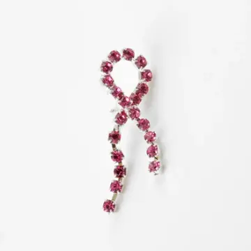 Pink Ribbon Breast Cancer Awareness Pin with Austrian Crystals