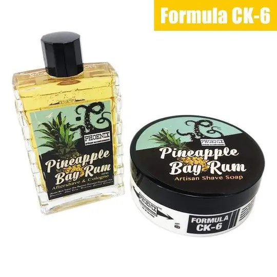 Pineapple Bay Rum Artisan Shave Soap & Aftershave Cologne | Ultra Premium Formula CK-6 | Zero Clove!