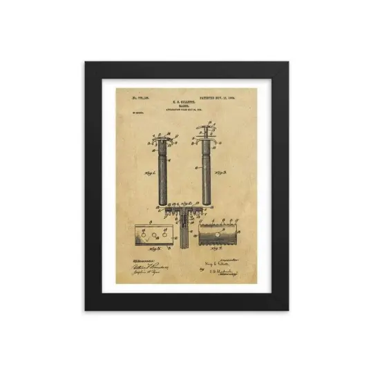 Vintage King C Gillette Patent Drawing 2 - 1904 Framed Print