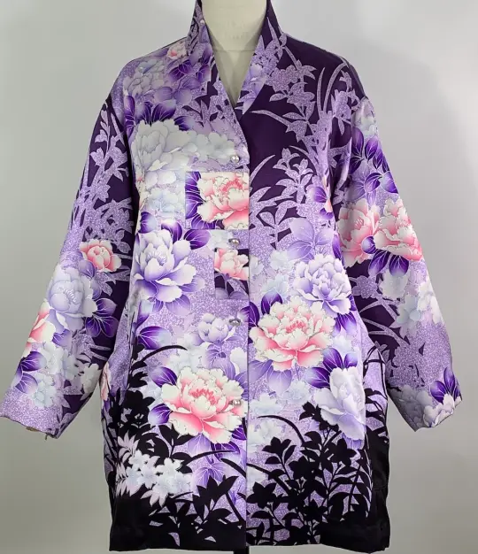 Purple Peony Garden Oversize Coat