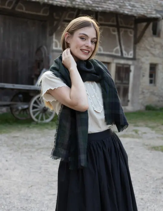 Foulard 'Vera' en lin écossais vert