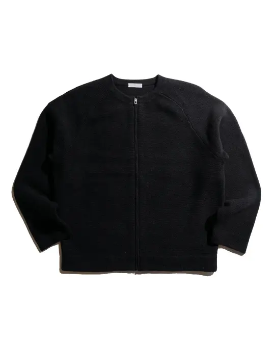 Lady White Co. Wool Link Zip Cardigan Black