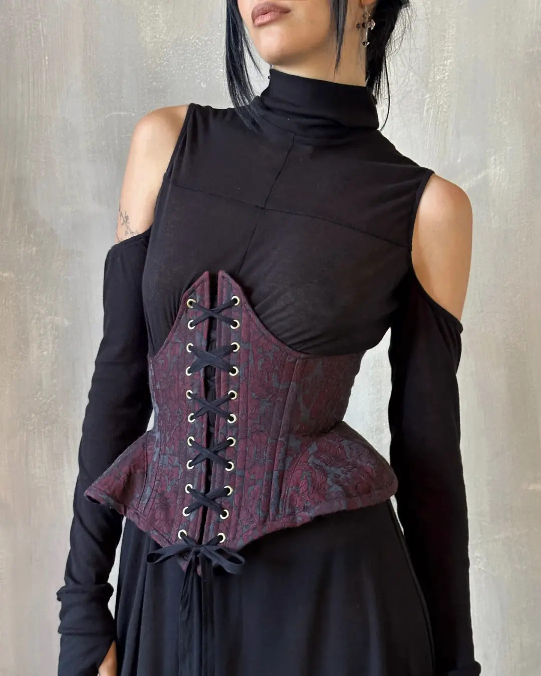 FW'24: Underbust Pannier Corset in "Blood Floral" Silk (Pre-Order, Limited Edition)
