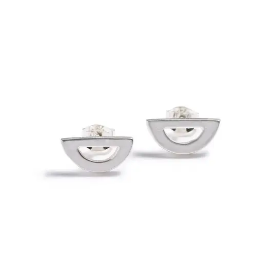 Recast Mini Semicircle stud earrings - silver
