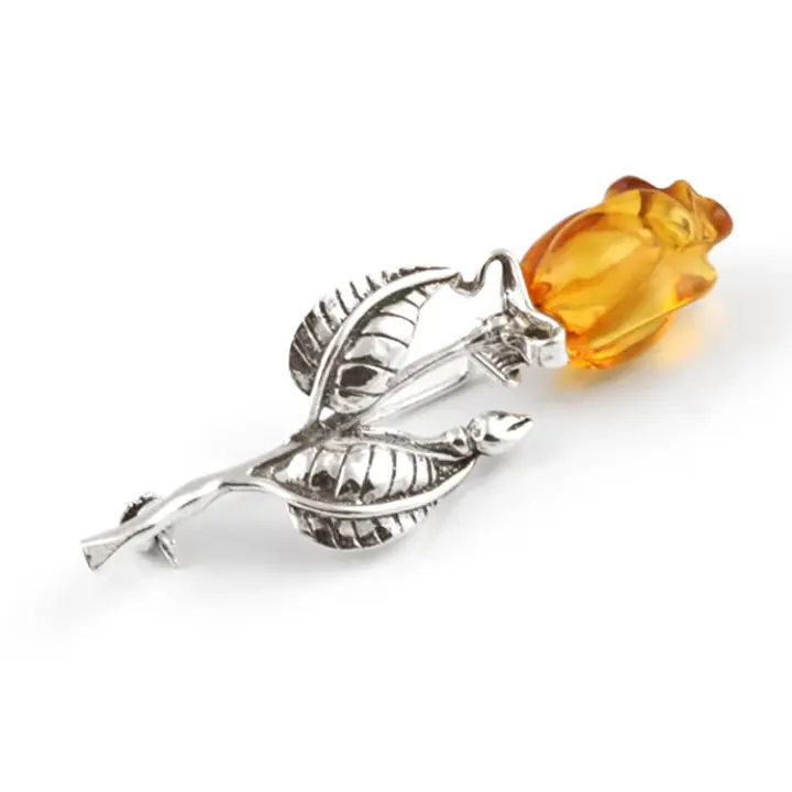 Elegant Amber Rosebud Pin