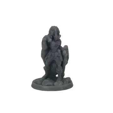 Unpainted 32mm 3D-printed hooded female rogue hauling a bulging swag sack over one shoulder — tabletop RPG miniature for D&D, Pathfinder & wargaming