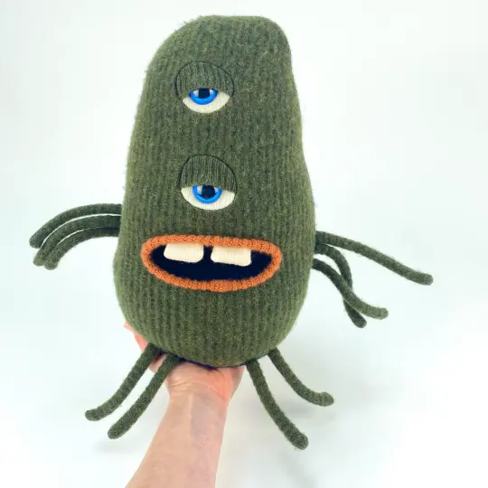 Stewart the two-eyed handmade plush monster