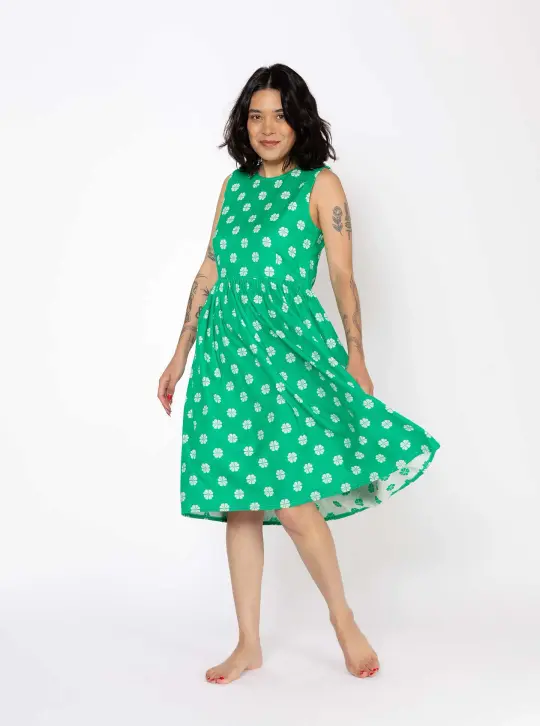 sample sale | cecelia dress green daisy | XS
