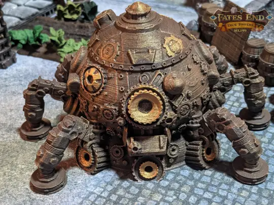 Artificer Steampunk Tank 3D Printed Dice Vault | RPG Dice Jail | D20 Box |  Fate’s End Collection - Industrial Precision!