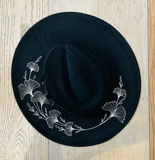 Ginkgo Biloba Vegan Felt XL Brim Gothic Hat