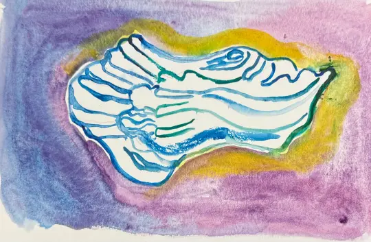 2 Small Beachy Shell Watercolor Paintings