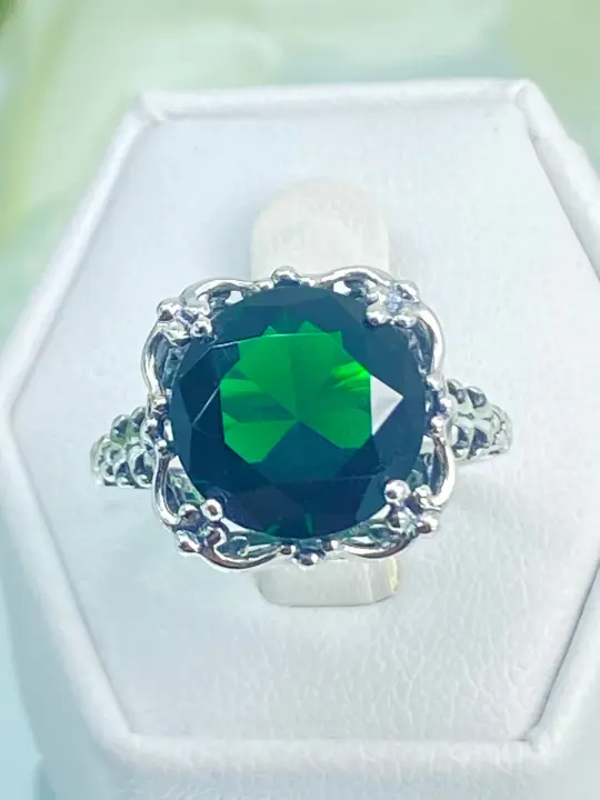 Emerald Ring, Size 7, Victorian Jewelry #D103 - Ready to Ship