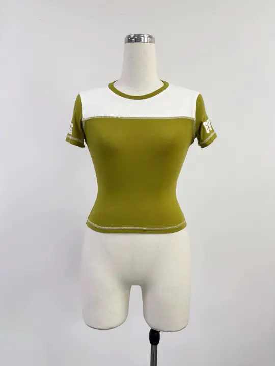 SAMPLE #392 - S 69' Stretchy Varsity Tee - Booger Green