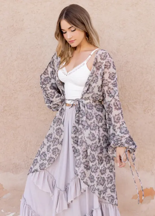 Brandy Duster in Taupe Floral