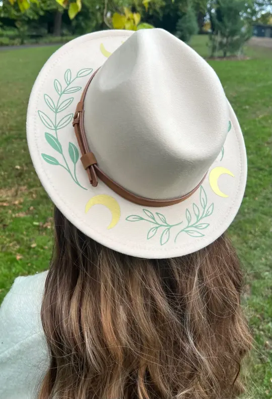 Fox & Fable Cream Fern Moon Vegan Felt Wide Brim Hat