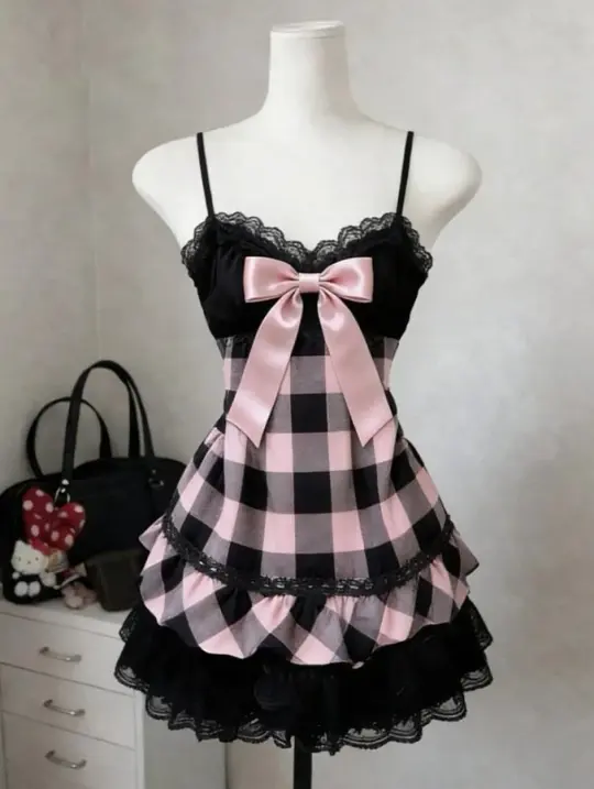 Striped Lace Women's Homecoming Dress Black-Pink Corset Princess Short Prom Dress Party Dress RS2342