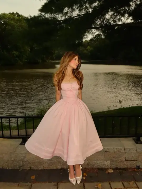 Gentle Flowy Prom Gown , Blush Pink Women's Maxi Evening Dress Casual Dress RS2702