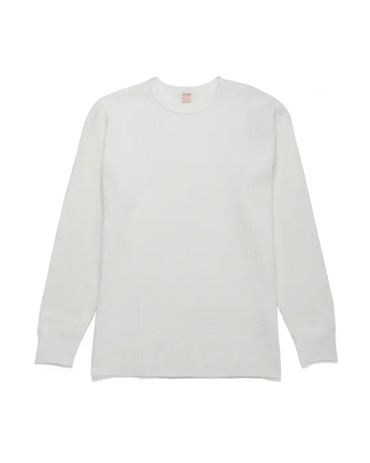 The Real McCoy's MC25103 Ball Park Waffle Thermal Shirt L/S Tee White