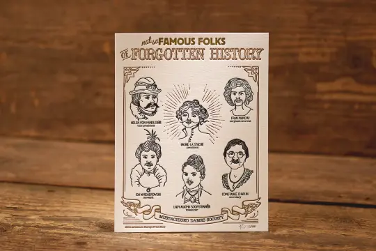 Mustachioed Dames - Limited Edition Letterpress Print (8.5 x 11")