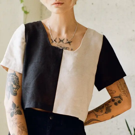 Frankie Top - Quilted B/W