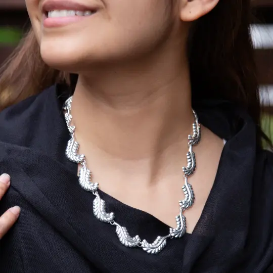 Sterling Silver Dancing Leaves Necklace