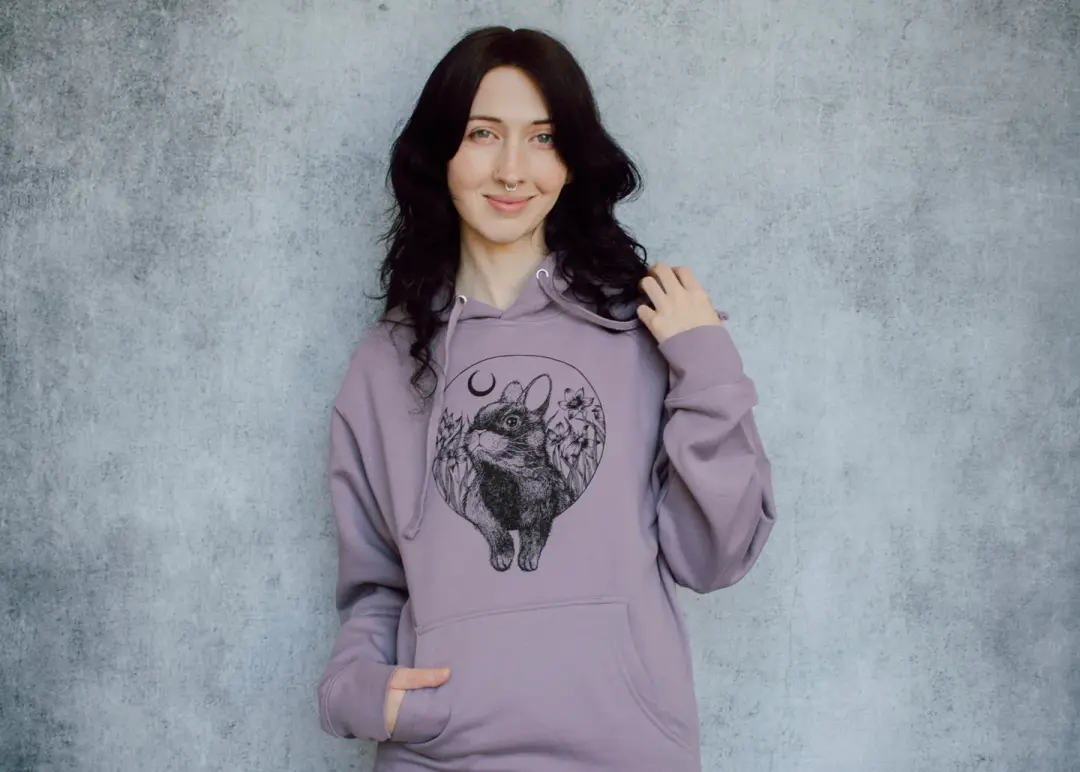 Rabbit and Moon Pullover Hoodie