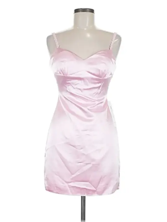 Elegant Pink Homecoming Dress ,Sheath Spaghetti Straps Satin Corset Short Prom Dress RS845