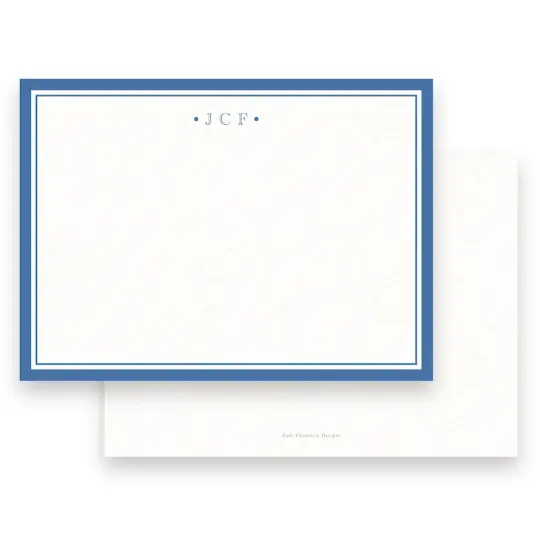 Men's Royal Blue Monogram with Double Border Stationery