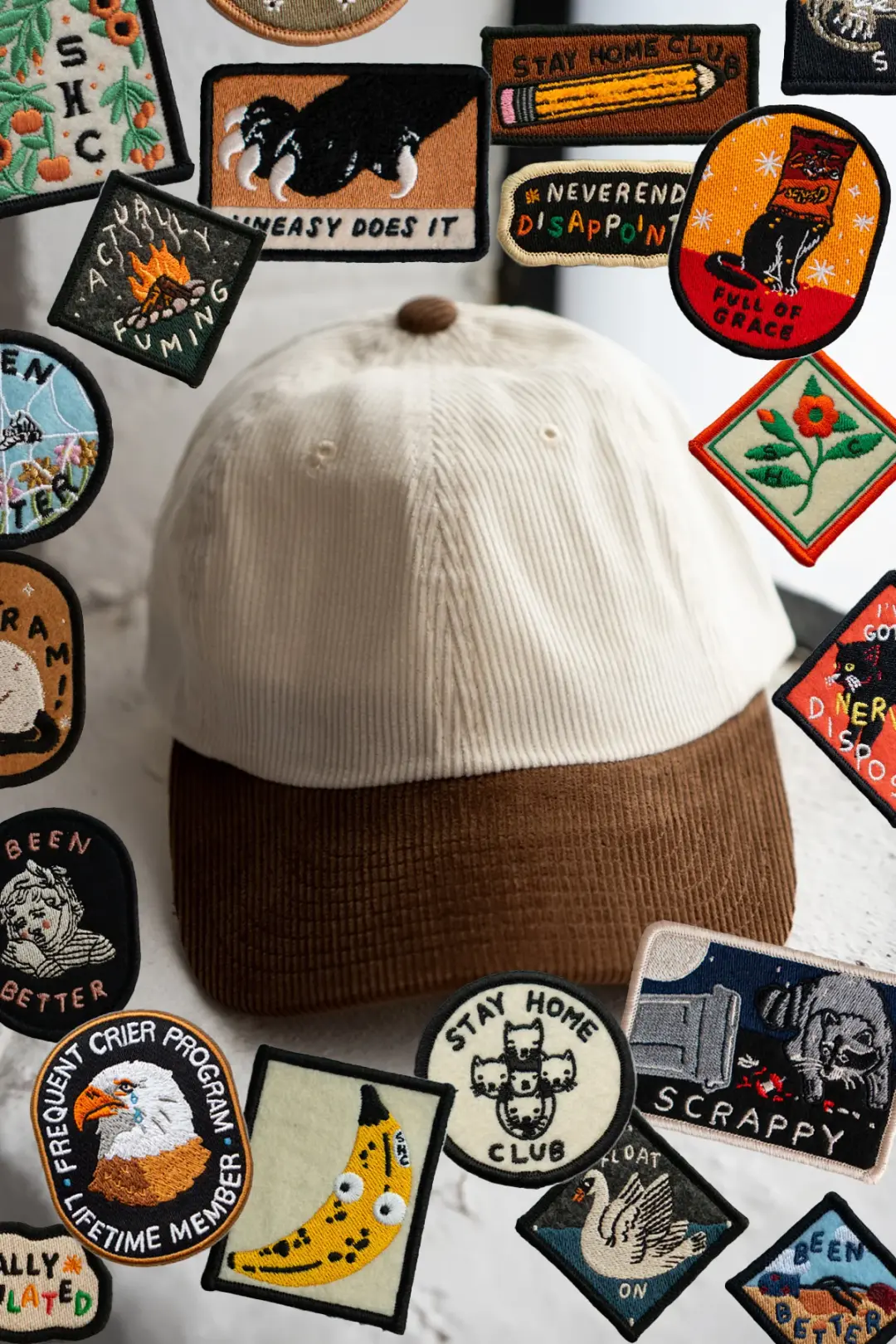 Patched Corduroy Hat - Pick Your Patch - Vanilla / Chocolate