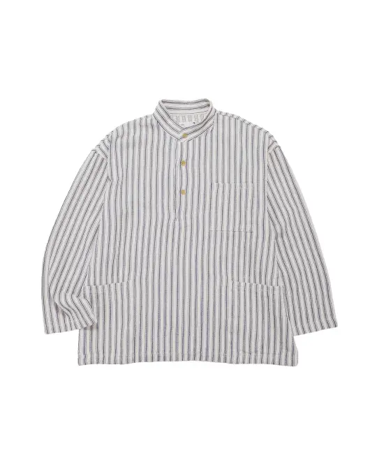 ts(s) Pullover Work Shirt Jacket Rustic Stripe Cotton Mesh Cloth Navy