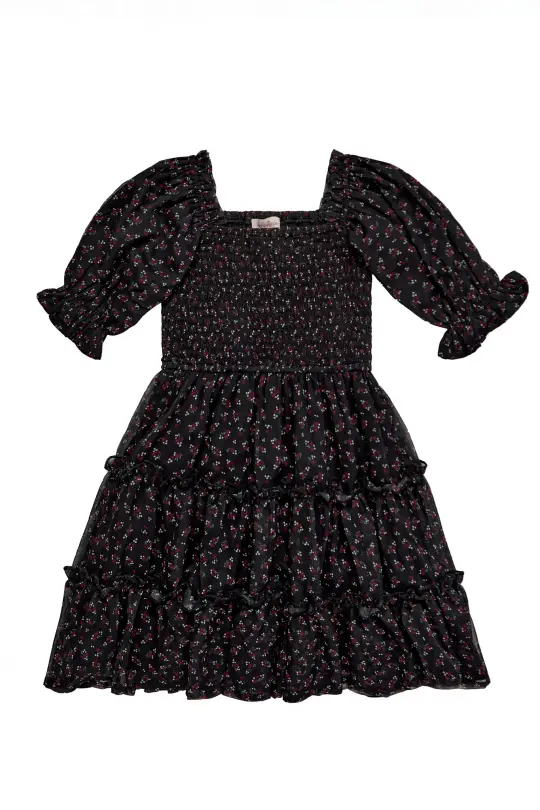 Mini Madeline Dress in Black Ditsy Floral