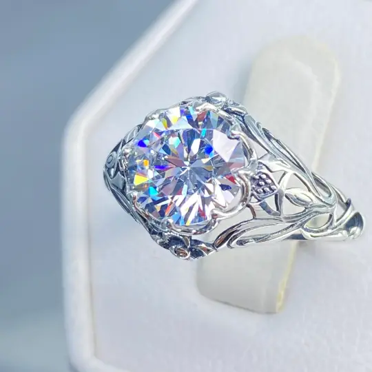 Daisy Ring, Size 6, White Cubic Zirconia (CZ) Victorian Jewelry #D66 - Ready to Ship
