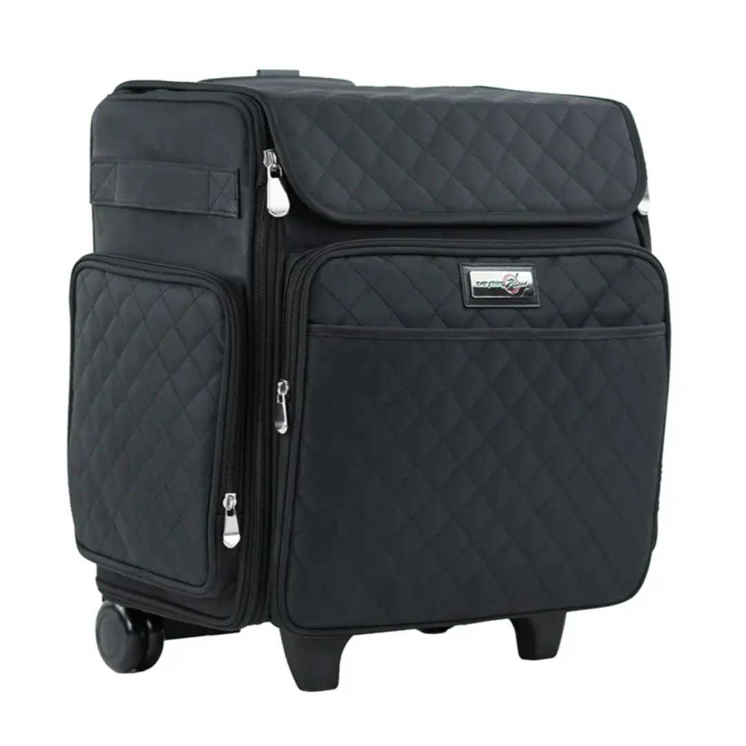 Classic Rolling Craft Tote Black Quilted