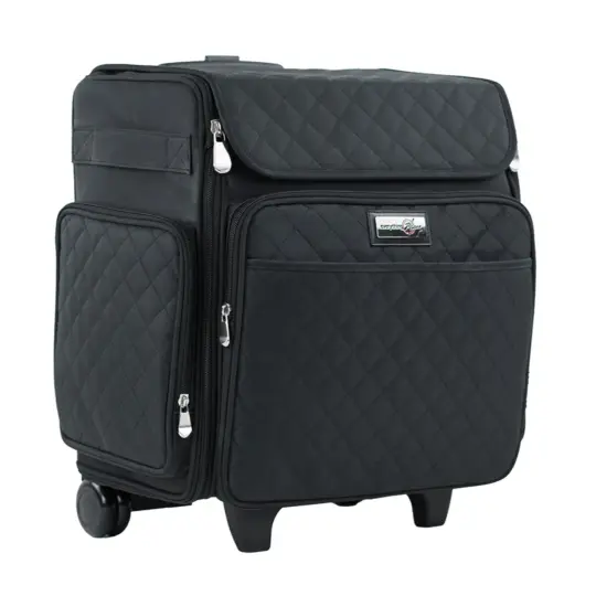 Classic Rolling Craft Tote Black Quilted