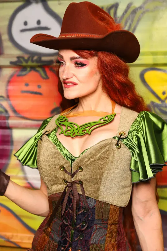 Cropped Courtier in Botanical Thread Green *PLEASE order by BUST Measurement, NOT waist!* - The Hoedown Throwdown Collection