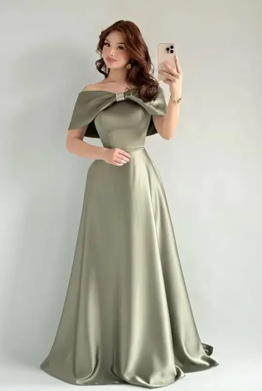 Silky Sleeveless Satin Corset Prom Gown ,Dreamy Bud Green Maxi Evening Dress Ball Gown RS2079