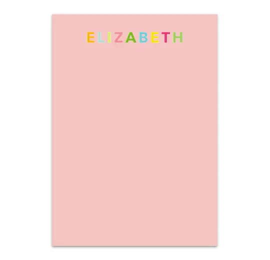 Girl's Rainbow Font Colored Custom Notepad