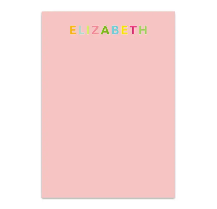 Girl's Rainbow Font Colored Custom Notepad