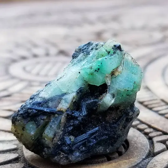 Emerald with Tourmaline in Matrix