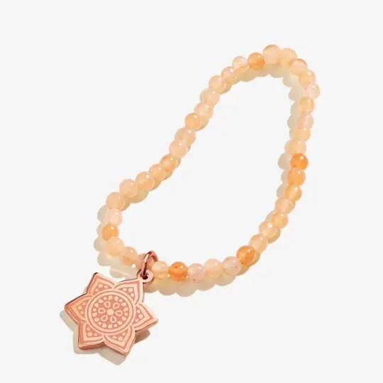 Sacral Chakra Charm Stretch Bracelet Shiny Rose Gold
