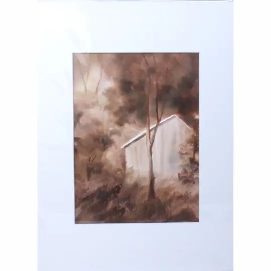 "Barn in Moonlight" Watercolor