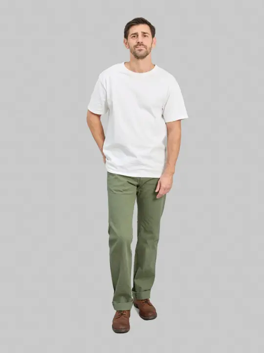 ONI Denim 271-SVCOL Just Right Straight Selvedge Chino Cloth Olive Jeans