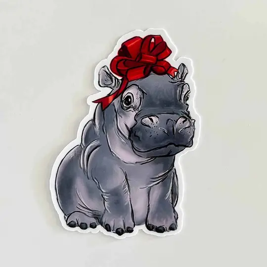 Baby Hippo Sticker, 3"
