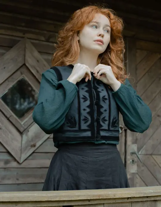 Gilet 'Tanya' charbon et velours