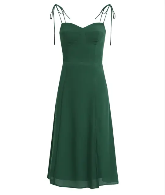 French holiday style long green 2025 new dress with side slit slings R2604
