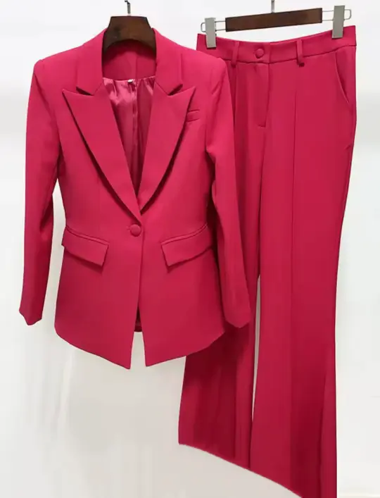 Rose red pant suit