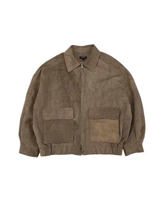 evan kinori Zip Jacket Two Natural Dye Twill Brown Persimmon/Iron Dye